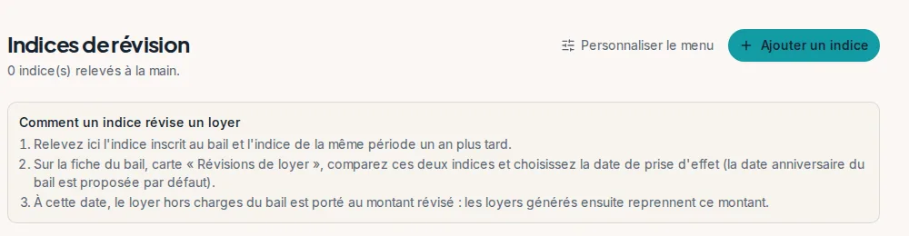 L'écran des indices de révision et ce qu'il explique
