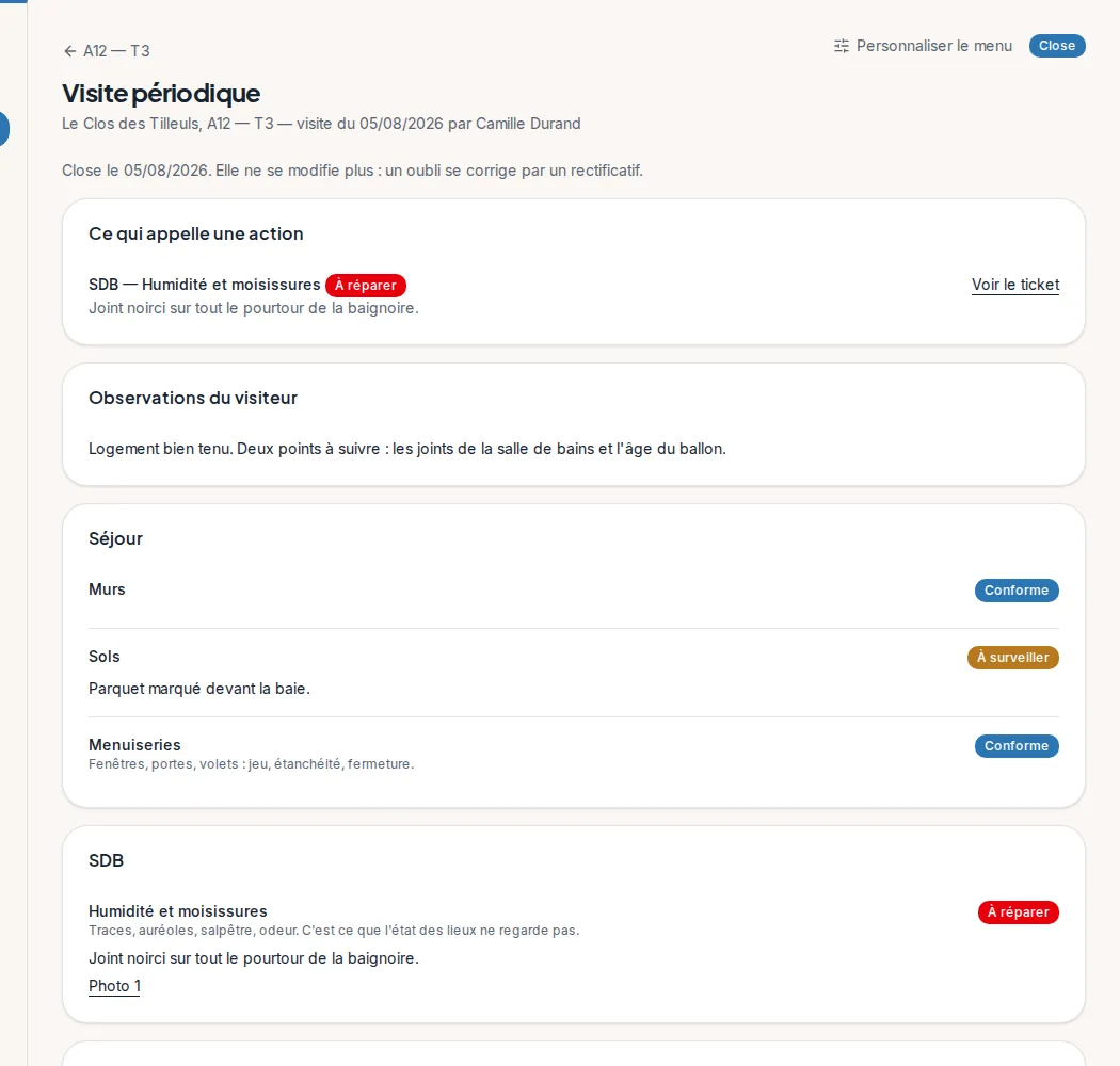Une visite technique close, poste par poste