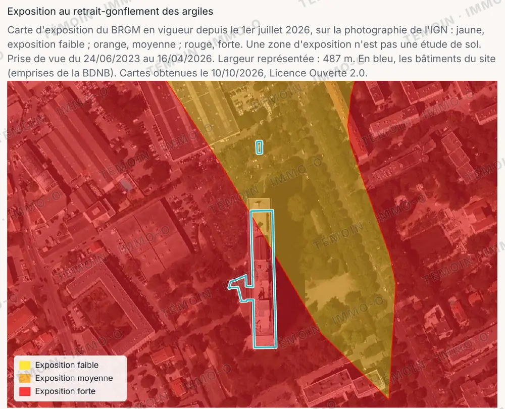 Page du rapport : carte d'exposition aux argiles du BRGM autour de la Cité radieuse
